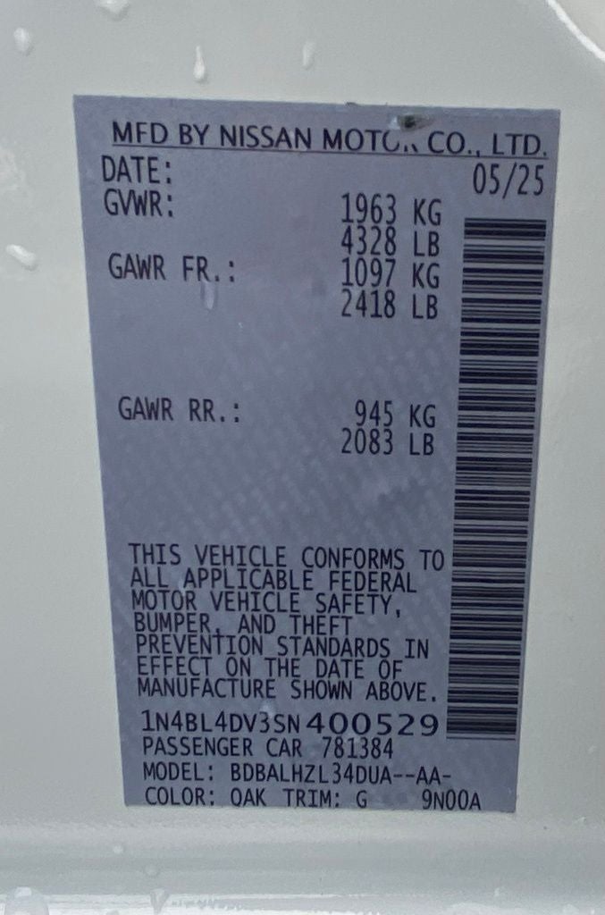 2025 Nissan Altima 2.5 SV