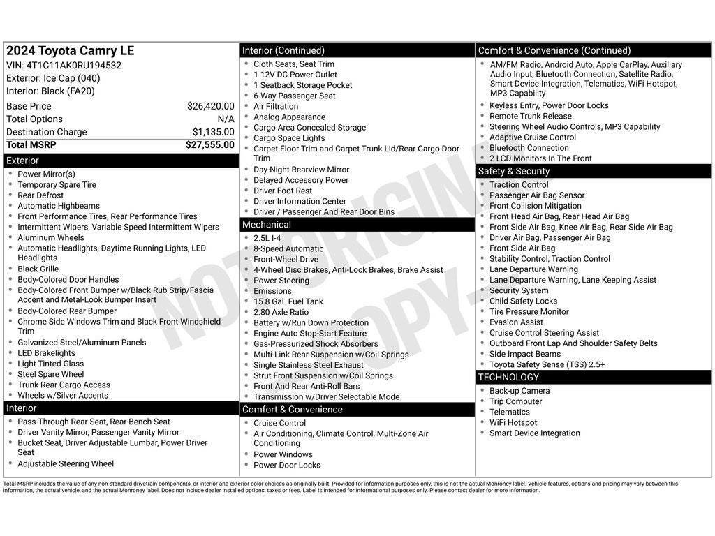 2024 Toyota Camry LE
