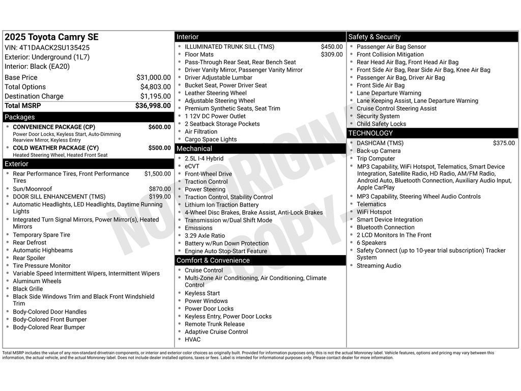 2025 Toyota Camry Hybrid SE
