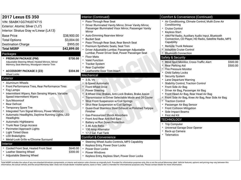 2017 Lexus ES 350 Base