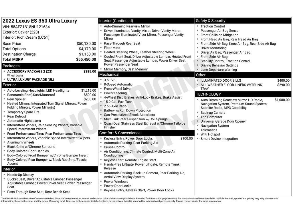 2022 Lexus ES 350 Ultra Luxury