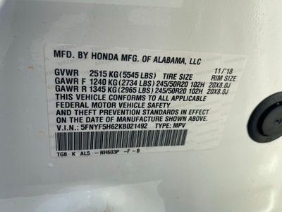 2019 Honda Pilot Touring 7 Passenger