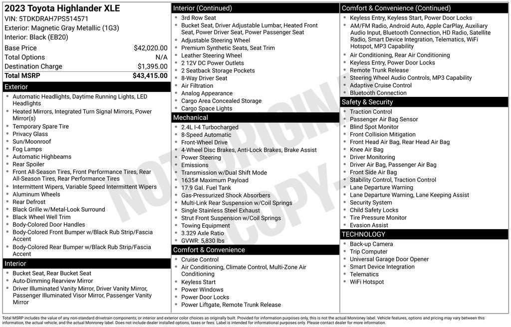 2023 Toyota Highlander XLE
