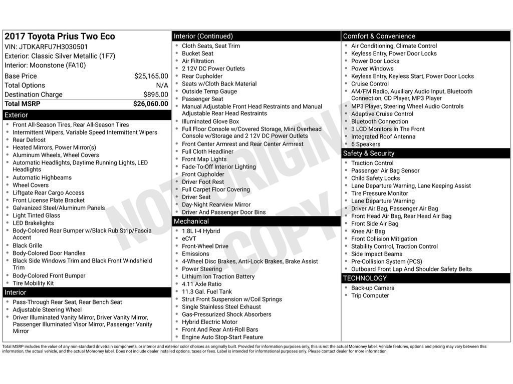 2017 Toyota Prius Two Eco