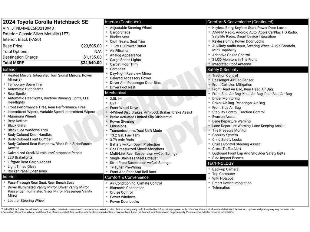 2024 Toyota Corolla Hatchback SE