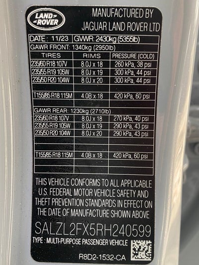 2024 Land Rover Range Rover Evoque Dynamic