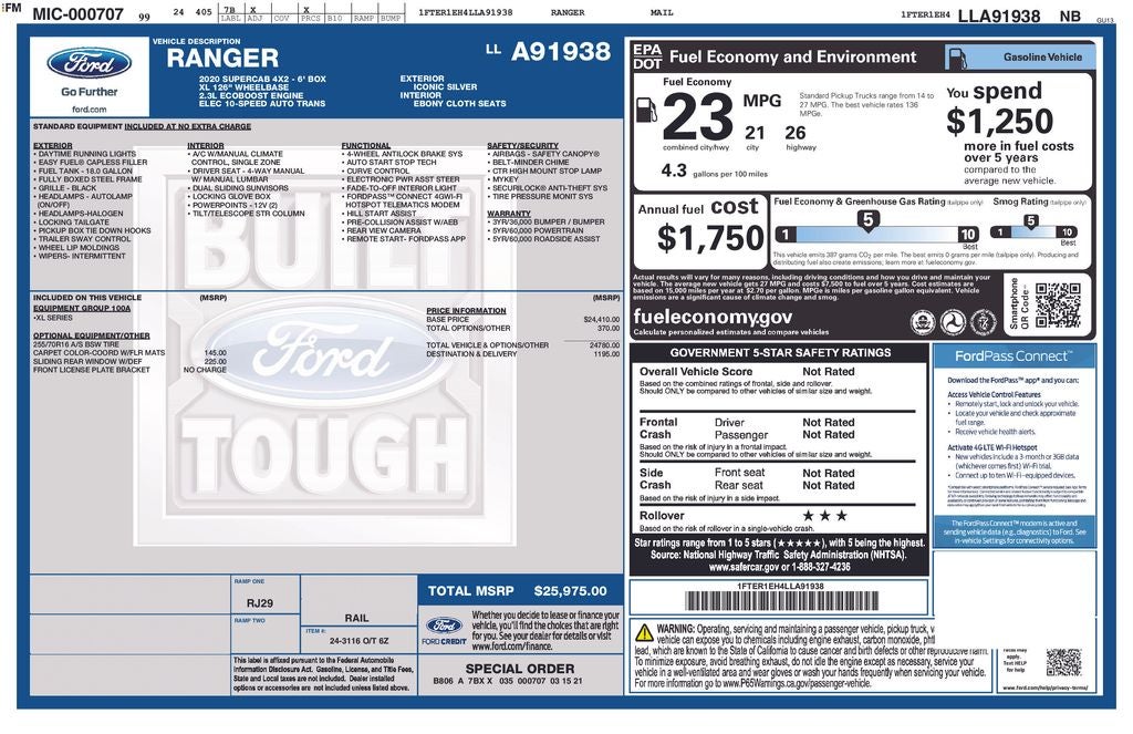 2020 Ford Ranger XL