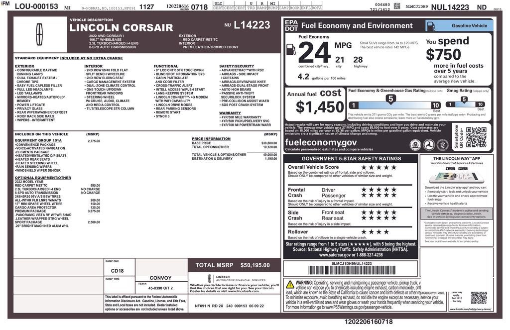 2022 Lincoln Corsair Standard